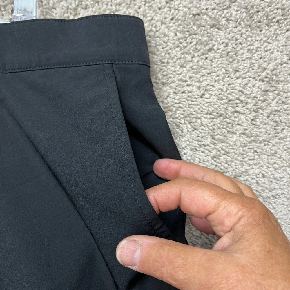 Adidas Short Men 40 Black Stretch Waistband Flat Front Performance 3 Stripes EUC